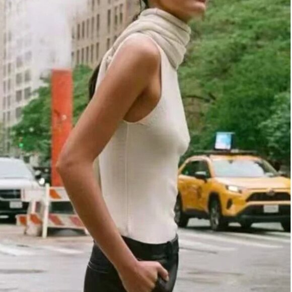 NEW STAUD Canal Knit Top Ivory with Scart Wool Quiet Lux Causal - Picture 2 of 9